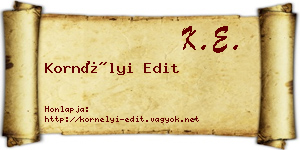 Kornélyi Edit névjegykártya